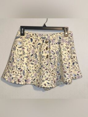 Rare Editions Yellow Floral Elastic-Waist Shorts
